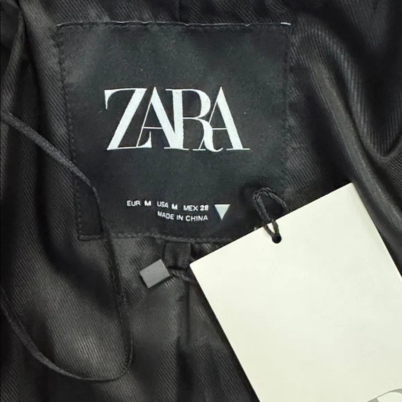 Zara Faux Leather Longline Duster Blazer Top Coat Jacket Cognac Brown Medium - Picture 10 of 11